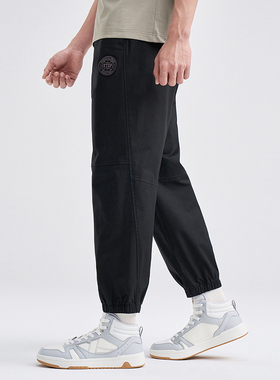 特步运动裤男士2025年夏季梭织透气九分男裤运动休闲宽松薄款长裤