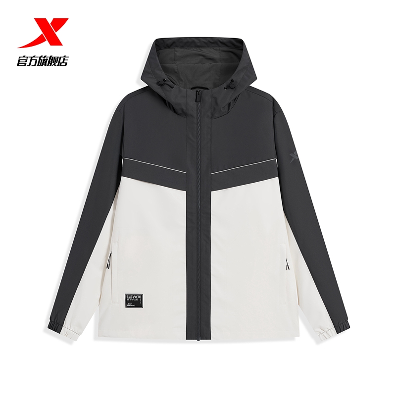 特步运动防风梭织薄外套