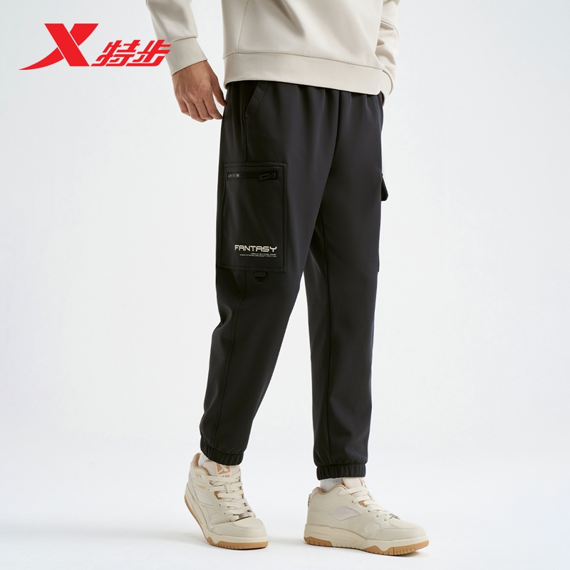 特步未来构想休闲加绒长裤男款卫裤秋冬针织束脚长裤976429560242