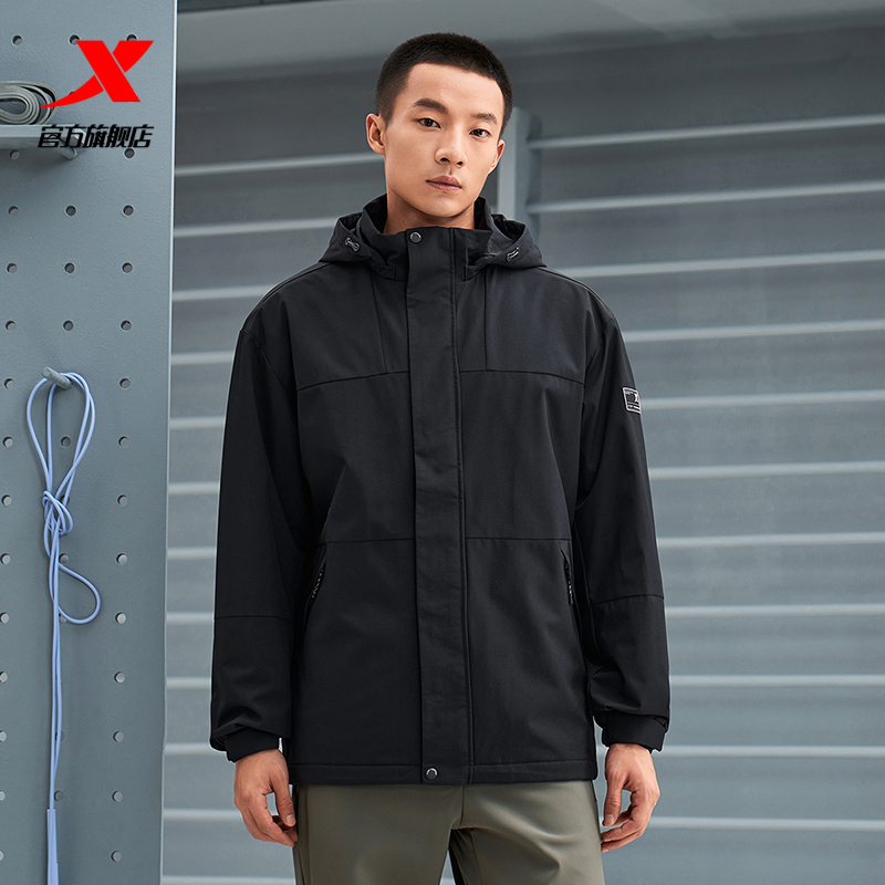 特步火烬薪传梭织加厚外套男士2025春秋新款保暖夹克976429160149