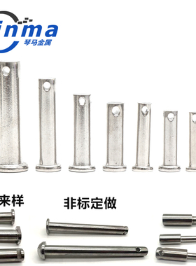 304不锈钢销轴 平头带孔圆柱销定位 销 销钉M3M4M5M6 M8 M10 M12
