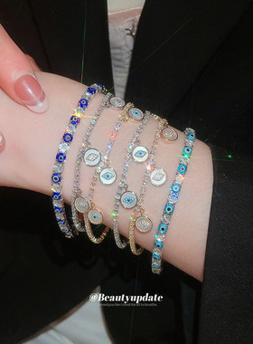 欧美跨境简约锆石眼睛圆形手链轻