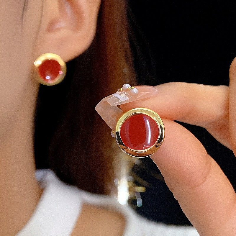 秋冬复古安可拉红色滴釉耳钉高级感新款简约小众耳环气质银针耳饰,饰品/流行首饰/时尚饰品新,耳环,淘宝优惠券,粉丝福利购,淘宝优惠卷