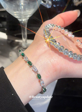 韩系ins锆石椭圆形卡扣手链简约