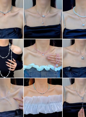 直播爆款轻奢珍珠项链锁骨链小众