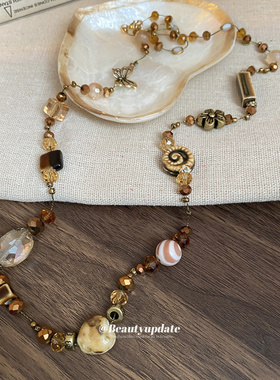 蝴蝶花朵陶瓷爱心人造水晶款项链