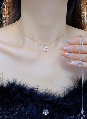 超仙个性冷淡风微镶锆石C形项链