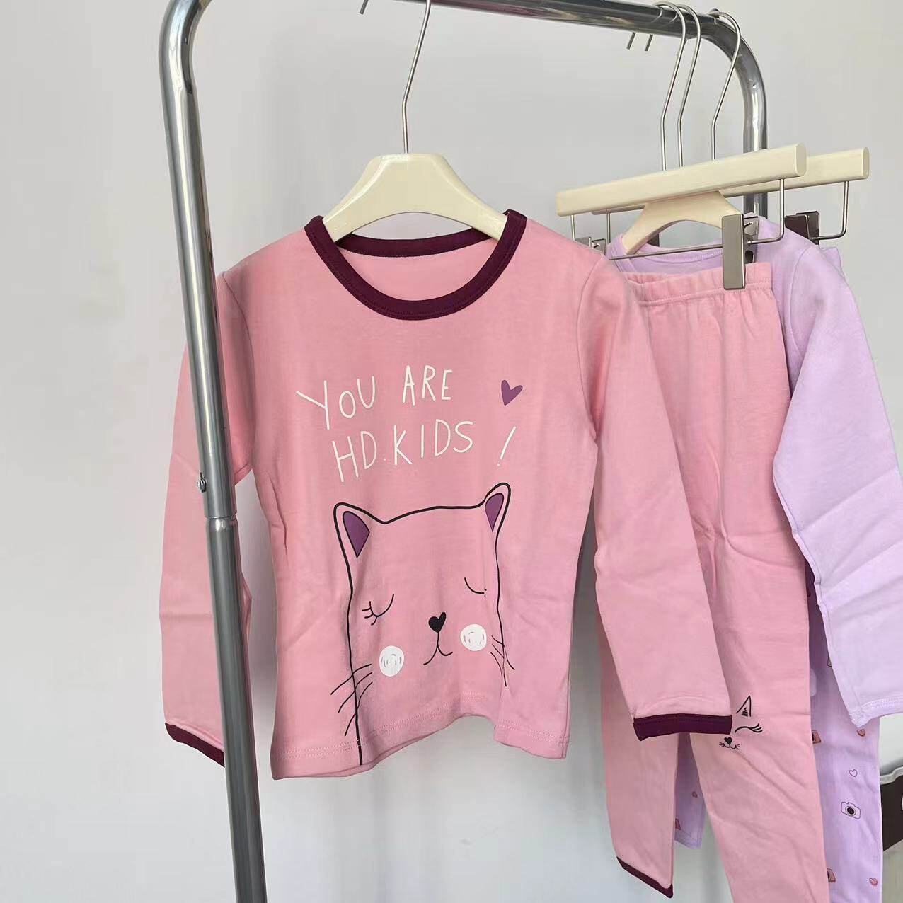 清仓红豆儿童秋衣男女宝宝秋冬春纯棉韩版小清新保暖睡衣内衣套装