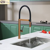 捷仕净水三合一全铜玫瑰金厨房水槽冷热水龙头可旋转拉伸式 磁吸