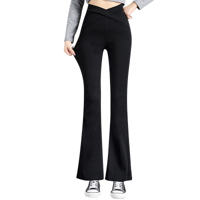 黑色喇叭裤女高腰显瘦微喇垂坠感拖地裤长款松紧腰修身宽脚口微辣