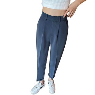 翻边中线直筒西装裤设计感小众休闲垂直感西裤女工作职业休闲哈伦