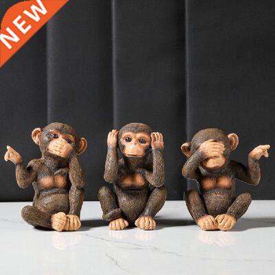 3 Pieces Resin Ornaments Cartoon Orangutan Shaped Figurine