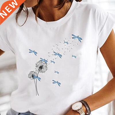 Women Print Clothes Watercolor New Lovely Female Tops Tee Ts