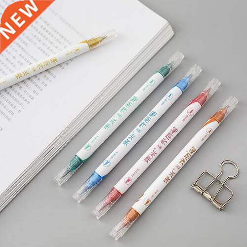 -Beauty pen metal double head soft brush hard head paint pen