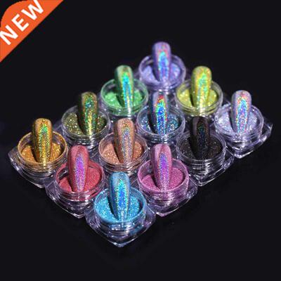 12pcs Kit Holographic Nail Powder Glitter Silver Series Nail