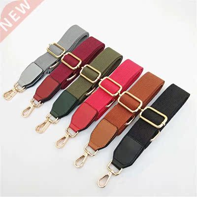 Luxury Pure Color Cotton Webbing With Pu Leather Long Should