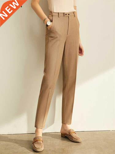 Amii Spring Summer Pants Female Office Lady Solid High Waist