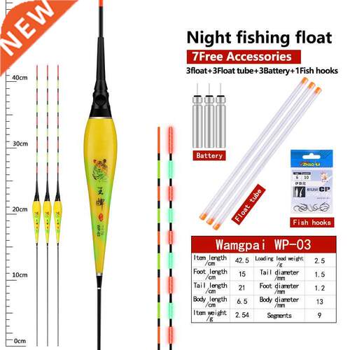 3pcs/lot Fishing Floats+3pcs Battery+3pcs Float Tubes+1 Bag