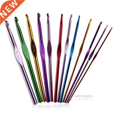 12Pcs New Metal Handle Crochet Hook Knitting Needles Set Alu