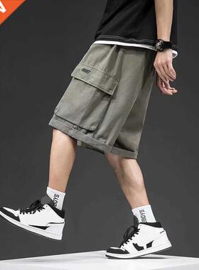 Loose Men's Shorts Summer Casual Sweatpants Multi-pocket Sol