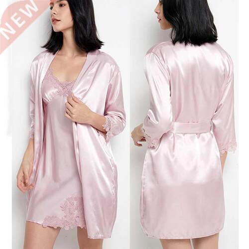 Plus Size 5PC Sleepwear Female Pajamas Set Satin Pyjamamas S