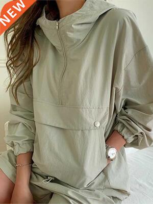 Spring Summer Tracksuit Women's Suit 2 Pieces Set Hooded Lon