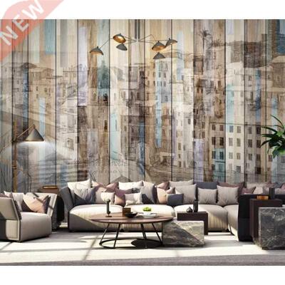 CJSIR Custom Nordic rban Architecture Wood Wallpaper for Wal