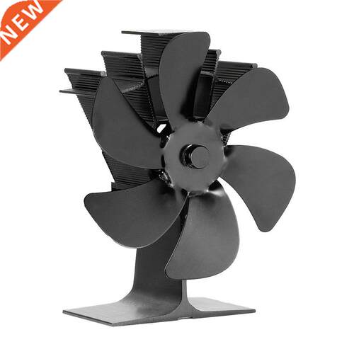 Blck Fireplce 6 Bldes Het Powered Stove Fn Log Wood