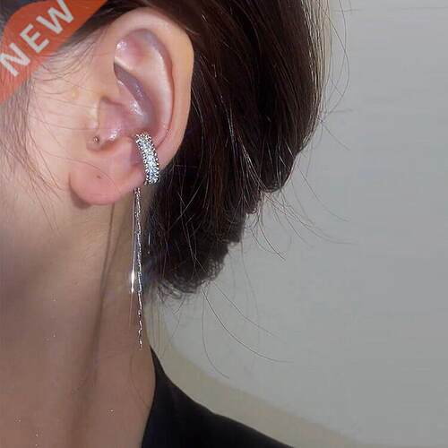 New Fashion Silver Color Cilp Earrings Crystal Gold Earrings
