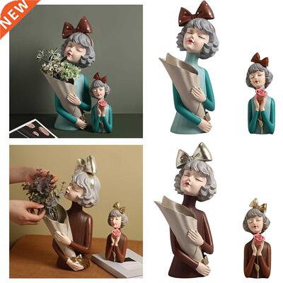 Resin Figurine Desktop Vase Sculpture Decor Decoration
