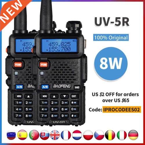 2pcs Real 8W Baofeng uv-5r Walkie Talkie High Power Portable