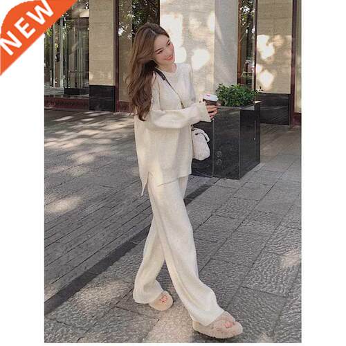 Two Piece Set Pullover Sweater Tracksuit Women High Waist Kn