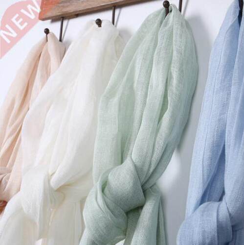 55*180cm Fashion Soft Solid Women 100% Linen Flax Tassel Sca