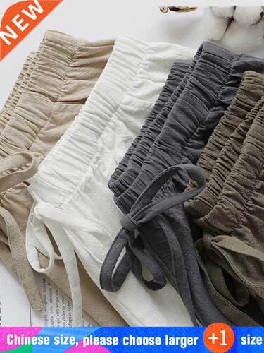 2022 New Hot Summer Casual Cotton Linen Shorts Women Plus Si