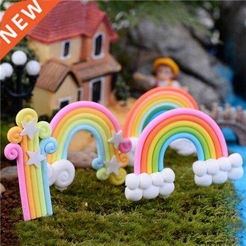 4Pcs Rainbow Terrarium Figurines Miniature Fairy Garden