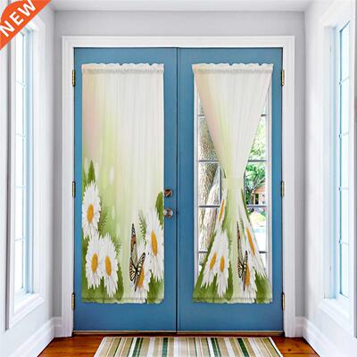 White Flower Chrysanthemum Butterfly Door Curtains for