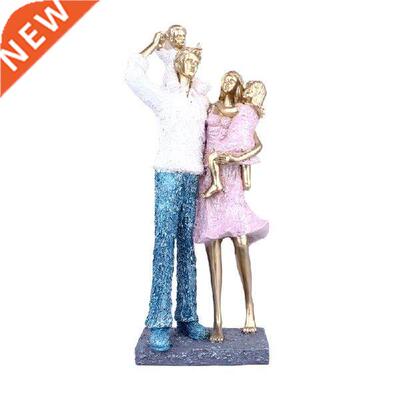 A Family of Four Statue Modern Home Decorations Happy