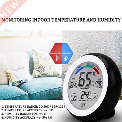 1Pcs Round Wireless LCD Digital Thermometer Hygrometer White
