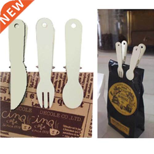 3pcs/set Wooden Utensils Knife Fork Spoon Clip Snack