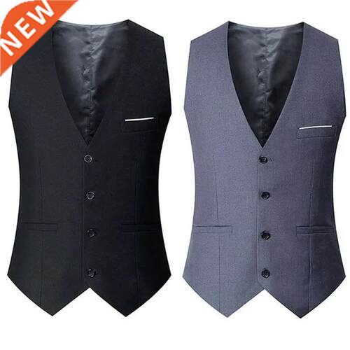 Black Grey Navy Blue Vests For Men Slim Fit Suit Male Waistc