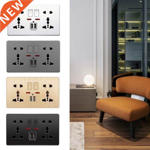 Multifunction UK 1A Wall Socket Push Button 2.1A Double USB