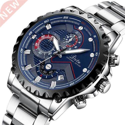 Chronograph Quartz Watch Men Stainless Steel Watches Sport