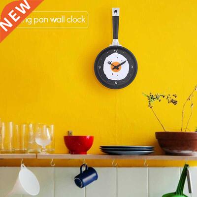 Creative Wall Clock Cartoon Frying Pan Shape Silent Brief Li