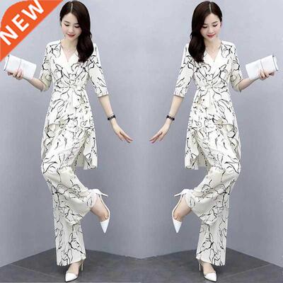 Oversize Women Summer Clothing Set Fashion High Waist Wide L