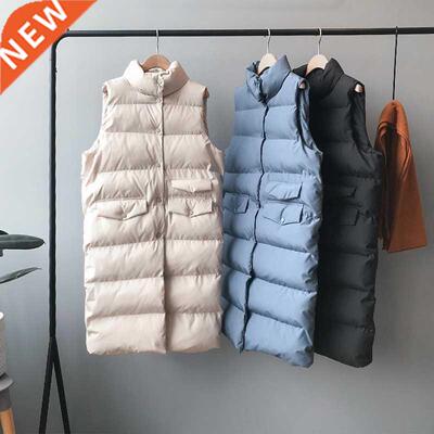 2021 Women Winter Vest Coat Stand Collar Women Long Vest War