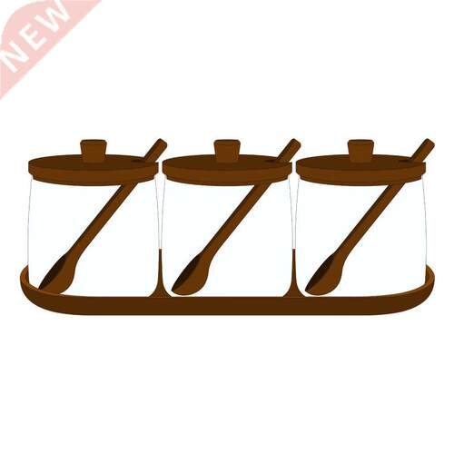 Spice Jars Container Set Wooden Lid Airtig Glass Jar With