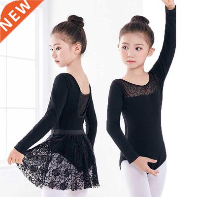Hot Selling Long/Short Sleeve Black Dance Leotard Lace Skir