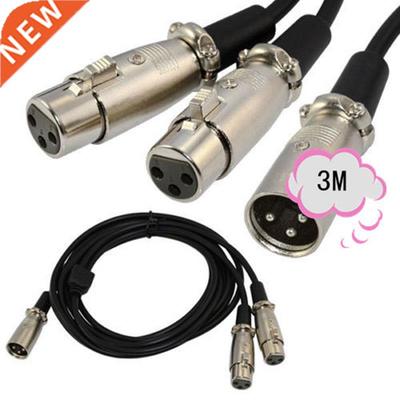 3-Pin XLR Male Plug to Dual 2 Female Jack Y Splitter Mic DJ