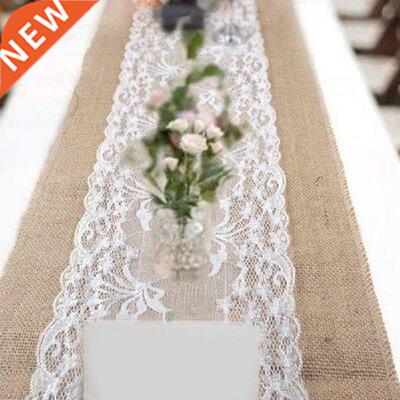 Vintage White Christmas Lace Jute Linen Hessian Burlap