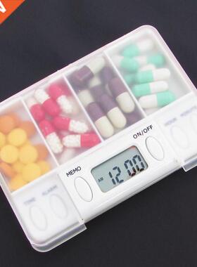 4 Grid Pill Box Medicine orage Box Electronic Timing Remin
